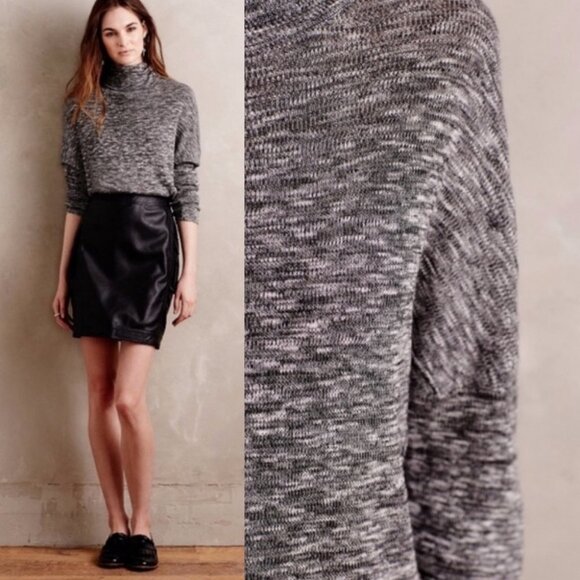Anthropologie Moth Annona Wool Blend Turtleneck Sweater Heathered Grey Size XS - Picture 11 of 11